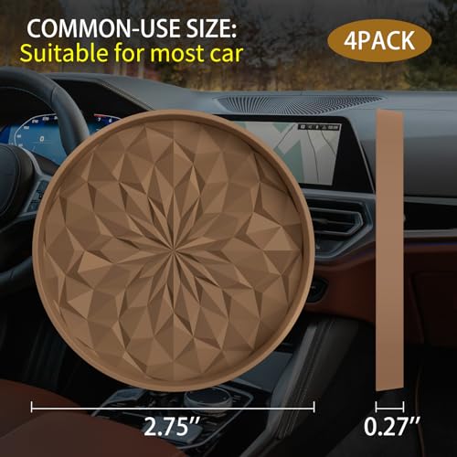 Image of ME.FAN Car Coasters for Cup Holders [4 Pack] - 2.75In Silicone Auto Mug Mats - Universal Non-Slip Recessed Car Interior AccessoriesCoffee