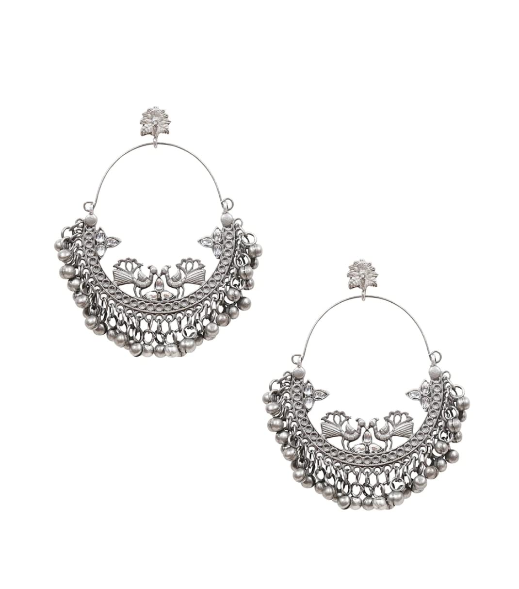 Dulcett India Oxidised Silver Peacock Design Trendy and Stylish Drop Earrings for Girls & Women, (B09RFSV3WH) Amazon Price History, Amazon Price Tracker
