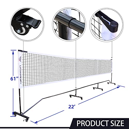 Vancl Pickleball Net On Wheels Badminton Pickleball Net Height Adjustable Portable Net Outdoor Metal Frame With Strong Nylon Net And Carrying Bag For Pickleball/Tennis/Badminton/Volleyball #TOP1