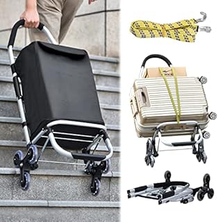 Taprion Shopping Cart, 260 Ibs Heavy Duty Grocery Cart for Stair Climber Cart, 40 Inch Foldable Grocery Cart with 50L Waterproof Shopping Bag