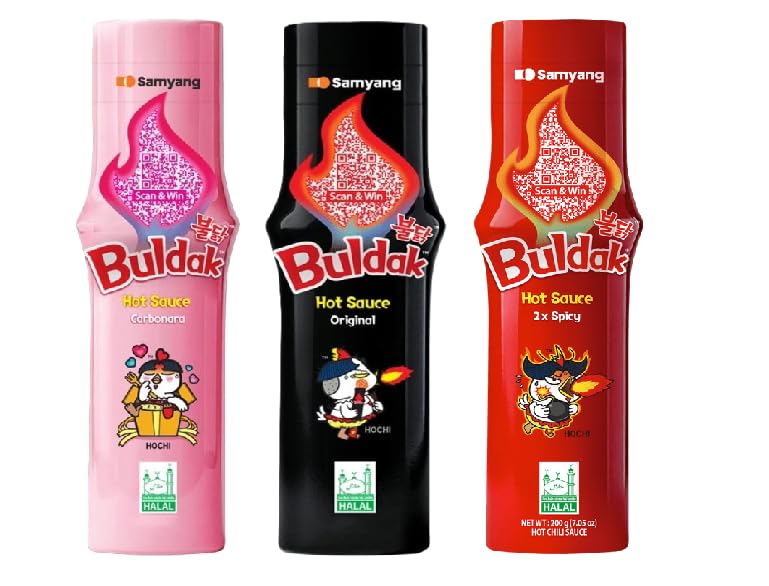 WaNaHong Samyang Buldak Hot Chicken Flavour Sauce Mix combo (Original + Extreme Spicy + Carbona) 165ml x3 Bottles