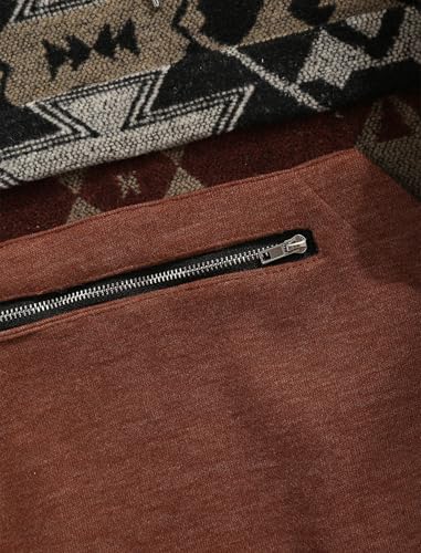 ZAFUL Men's Oversized Hoodie Quarter Zip Ethnic Aztec Print Loose Pullover Hooded Sweatshirt with Pocket4