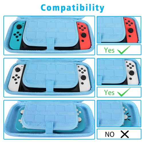 Image of TIKOdirect Carrying Case for Nintendo Switch & OLED Mode, Cute Portable Travel Bag with 10 Game Card Slots Inner Storage Bag for Nintendo Switch Console Joy-Con & Accessories, Blue