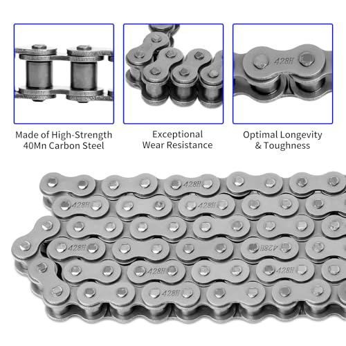 Belleone 428H Motorcycle Chain 104 Links with Chain Breaker, Heavy Duty Drive Chain for 50cc 70cc 90cc 110cc 125cc ATV, Dirt Bike, Mini Bike, Scooter, Pit Bike, Go Kart Chain with 5 Free Master Links by Belleone - Image 3