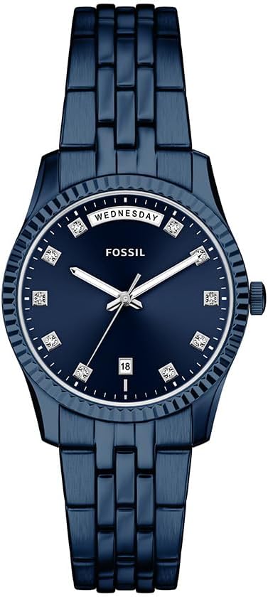 Fossil Scarlette Quartz Crystal Blue Dial Ladies Watch ES5476