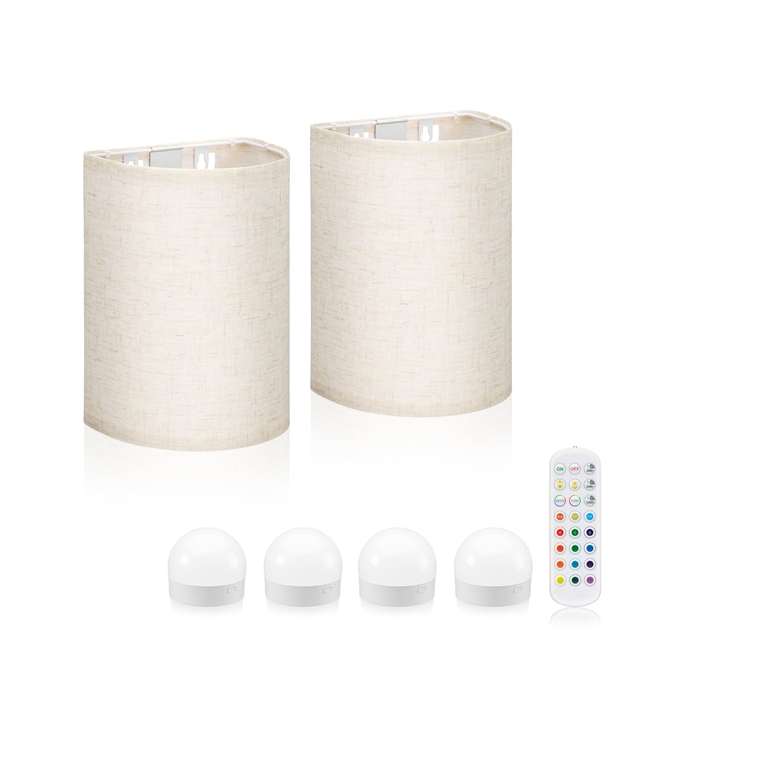 Auraglow Rechargeable Wireless Wall Light with Remote – Battery-Powered, Dimmable, Colour-Changing Cordless Lamp for Bedrooms, Hallways & Home Interiors (2 Lamps, 4 Light Sources, 1 Remote)