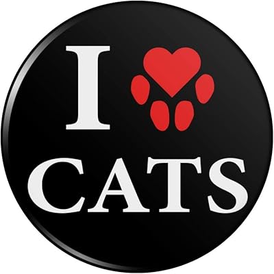 I Love Cats Heart with Paw Print Pinback Button Pin