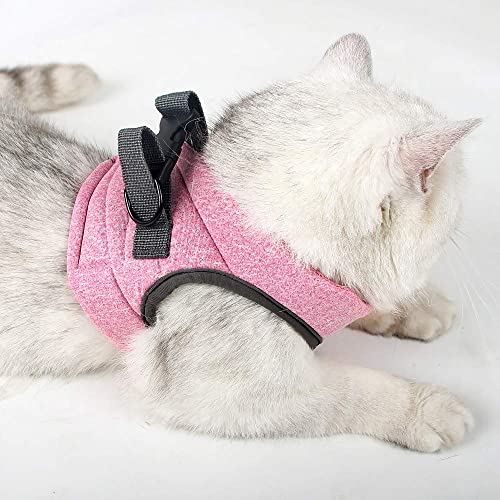 Heywean Cat Harness and Leash - Ultra Light Escape Proof Kitten Collar Cat Walking Jacket with Running Cushioning Soft and Comfortable Suitable for Puppies Rabbits (L, Pink) - Thumbnail 5