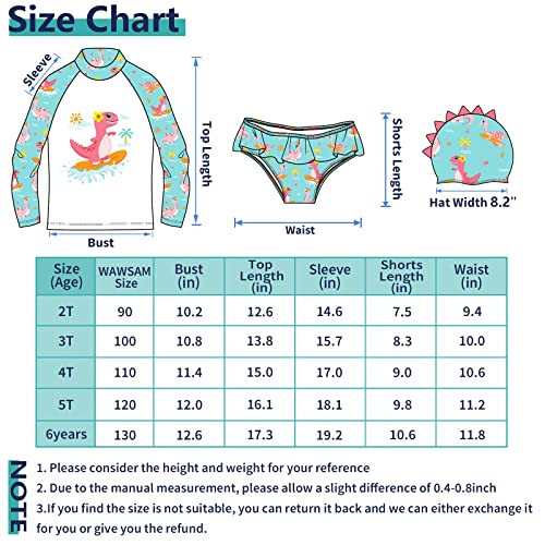 Conjunto de traje de banho infantil infantil com chapéu e dinossauro, Ciano, 6 Anos