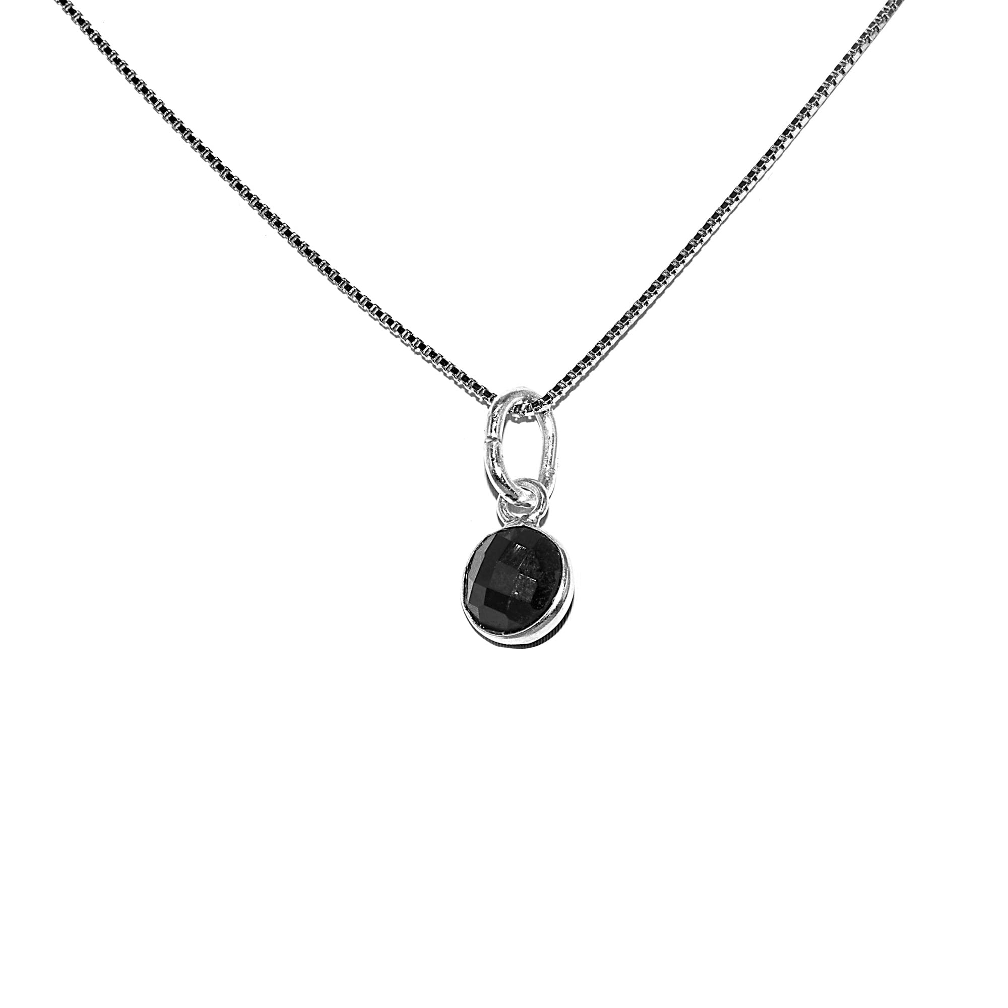 Venezianer Kette Halskette 0,6 mm dünn mit Anhänger Spinell 925 Sterling Silber Damen Halskette