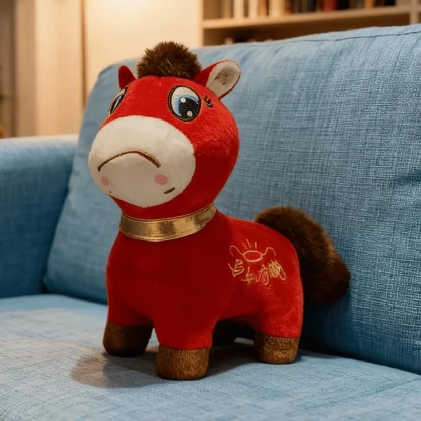 Figurine de cheval en peluche zodiaque chinois 2026 pour table - 6