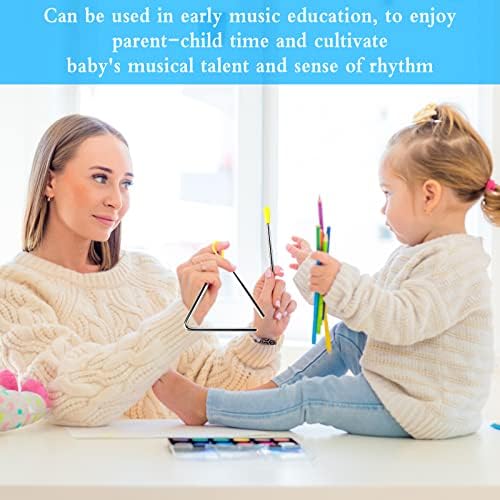 Anruyi 3 Pack Musical Triangle Instrument, Triangle Beater Percussion Rhythm Musical Percussion Triangle Hand Percussion Triangle Instrument Musical Triangles for Children Kids Early Education