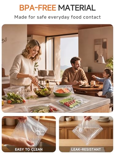 Image of FEPPO Reusable Vacuum Sealer Bags for Food, 20 PCS (10 Medium 8.3 inchx8.7 inch + 10 Large 10.2 inchx11 inch) BPA-Free Food Storage Bags with Air Valve, Leak-Proof & Odor-Resistant for Freshness Preservation