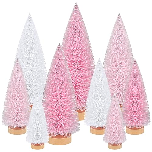 Leyndo 9 Pcs Pink Artificial Mini Christmas Tree Sisal Bottle Brush Tree by Leyndo - Used condition - US$19.94