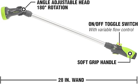 Flexzilla Garden Nozzle - 3-Pattern Adjustable Watering Wand 28, NFZG70, ZillaGreenTM