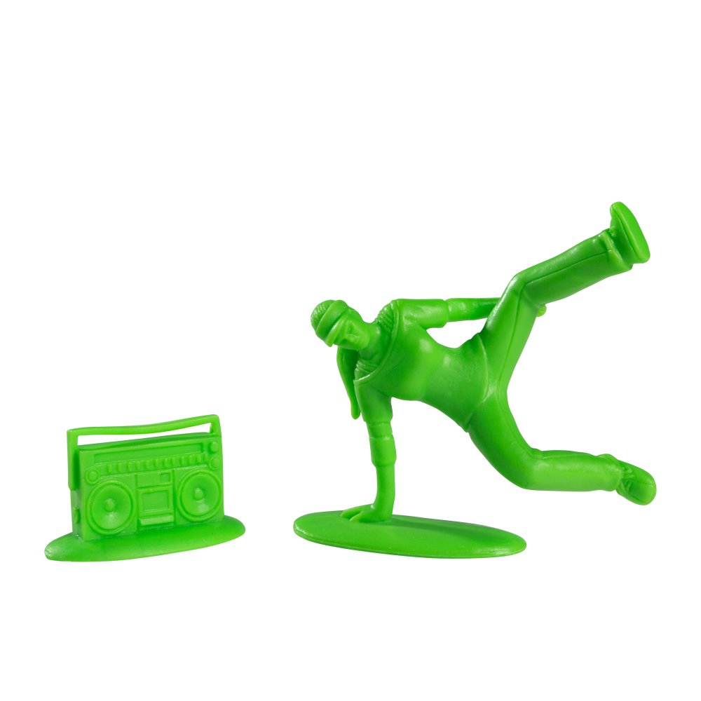 Kidrobot All City Breakers Mini Figures: Breakdancing Figures, Vinyl, Small, Unisex, Green, Indoor, Music Theme, Includes Boombox