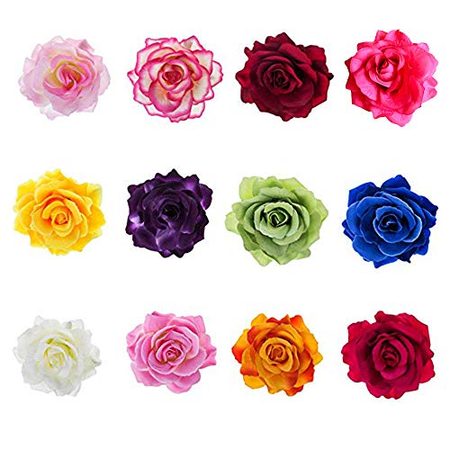 Broche epingle à cheveux rose multicolore double fixation pour coiffure polyvalente