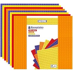 Bestoyz Baseplates for Building Bricks Toys, 8 Pack (4 Rainbow Color) | 8PCS Base Plates for Building Bricks and Blocks, Foundation & Display for Building Set, Sized 10x10 in. (25.5x25.5 cm)