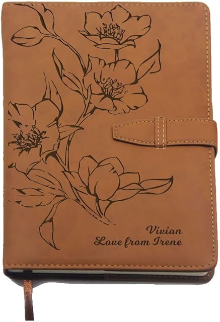 Personalised Journal Notebook Diary 2023 A5 Leather Journals for Women Men Children Personalised Mothers Day Gifts for Mum Her Custom Journal Diary Notebooks Gift for Christmas (Brown)