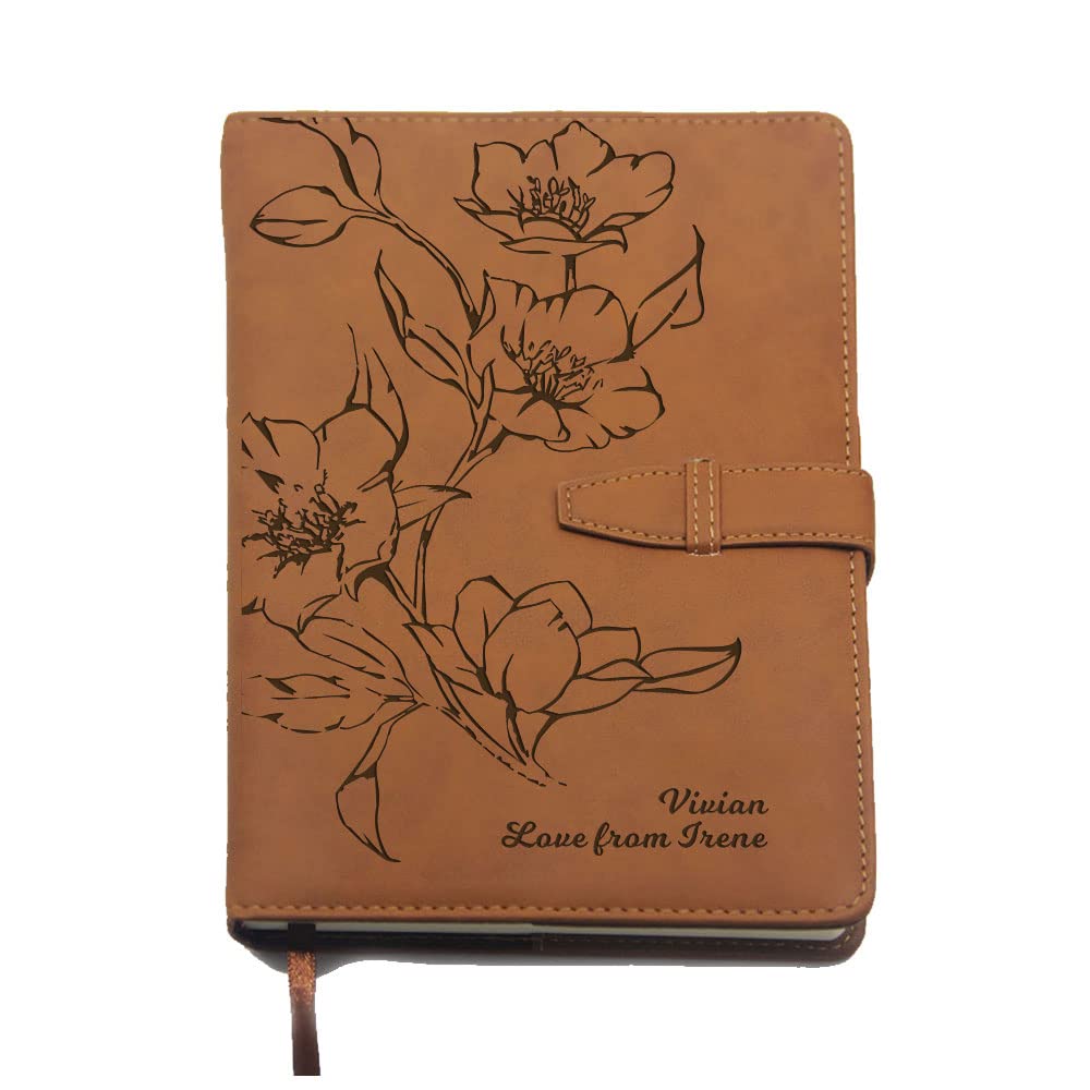 howson london Personalised Journal Notebook Diary 2025 A5 Leather Journals for Women Men Children Personalised Mothers Day Gifts for Mum Her Custom Journal Diary Notebooks Gift for Christmas (Brown)