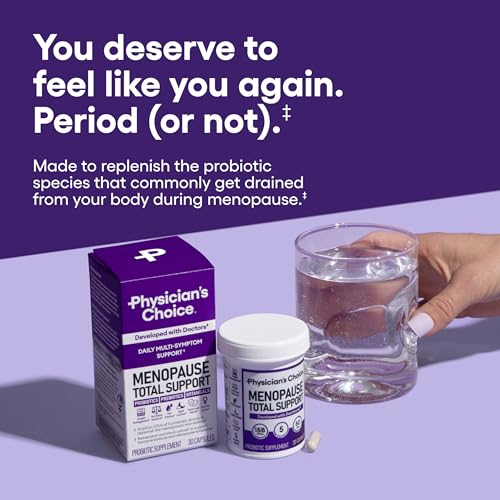 Image of Physician's CHOICE Menopause Probiotic Supplement for Women - Supports Hormone Balance, Hot Flashes, Night Sweats, Weight Management, Bloating & Gut Health - with Black Cohosh, Resveratrol+ - 45ct