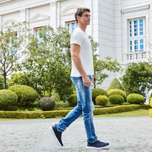 Image of ASITVO Men's Wide Canvas Loafers Slip on Boat Walking Shoes Casual Dress | Big Size Width Toe Box