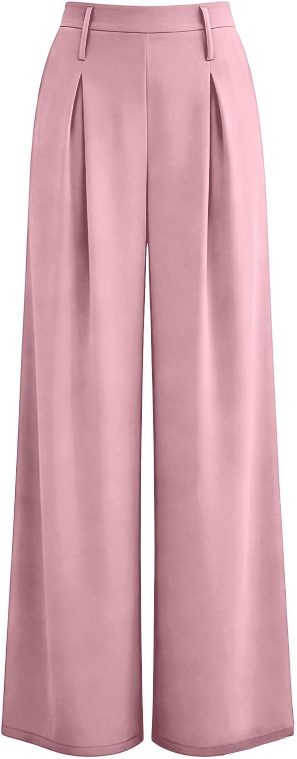 Women Wide Leg Dress Pants Summer High Waisted Business Casual Work Trousers Dressy Pleated Office Palazzo Pants