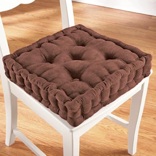 Image of PrettyKrafts Cotton Chair Pad | Chair Cushion Pad | Chair Cushion | Soft & Comfortable Sitting | Chair Cushion Pad for Sitting (40x40x8cm, Brown Large)