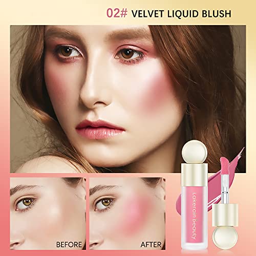 Liquid Blush For Cheeks, Soft Cream Blush Makeup, Natural Matte Finish Looking, All Day Wear, Moisturizing Lightweight Blendable Feel, Easy Application Dewy Cheek Tint, Face Blush Makeup (02-Lucky) #TOP1
