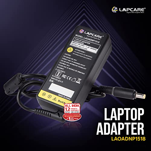 Image of Lapcare 19V 65W 3.42A Compatible Laptop Adapter Charger for Acer Aspire One Extensa and Travel Mate Series Models - Black