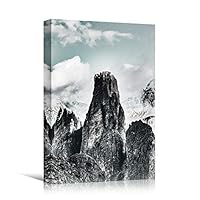 Canvas Wall Art Snowy Tops VI Cool Dramatic Mountain Nature Photography Romantics - 12x18 inches