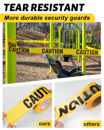 Dynta Caution Tape Yellow 5-Pack 3 Inch x 1000 Feet Caution Tape Roll Strong for Halloween Decorations, Party, Work-Site