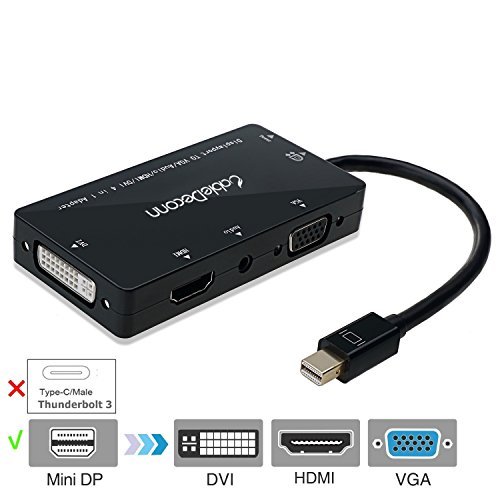 CableDeconn 4-in-1 Mini Displayport (Compatible Thunderbolt) to Hdmi/dvi/vga Adapter Cable with Audio Output Converter