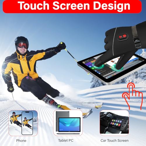 Lqttek Heated Gloves For Men,Motorcycle Heated Gloves For Men And Women,Battery Powered Work Gloves Winter Outdoor Touchscreen Windproof Gloves Waterproof Gloves,Hand Warmers For Camping Cycling Skiing thumb #3