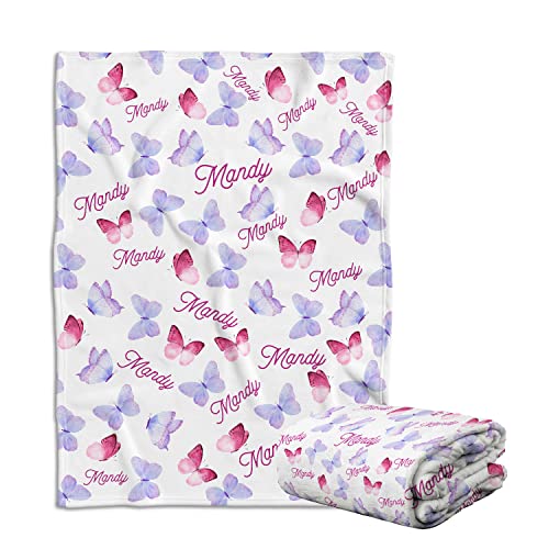 Personalized Baby Blankets for Girls - Custom Name Initials, Soft Plush Swaddle for Newborn Infant Daughter
