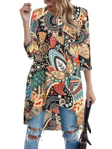 Naggoo Women's 3/4 Sleeve Button V Neck High Low...