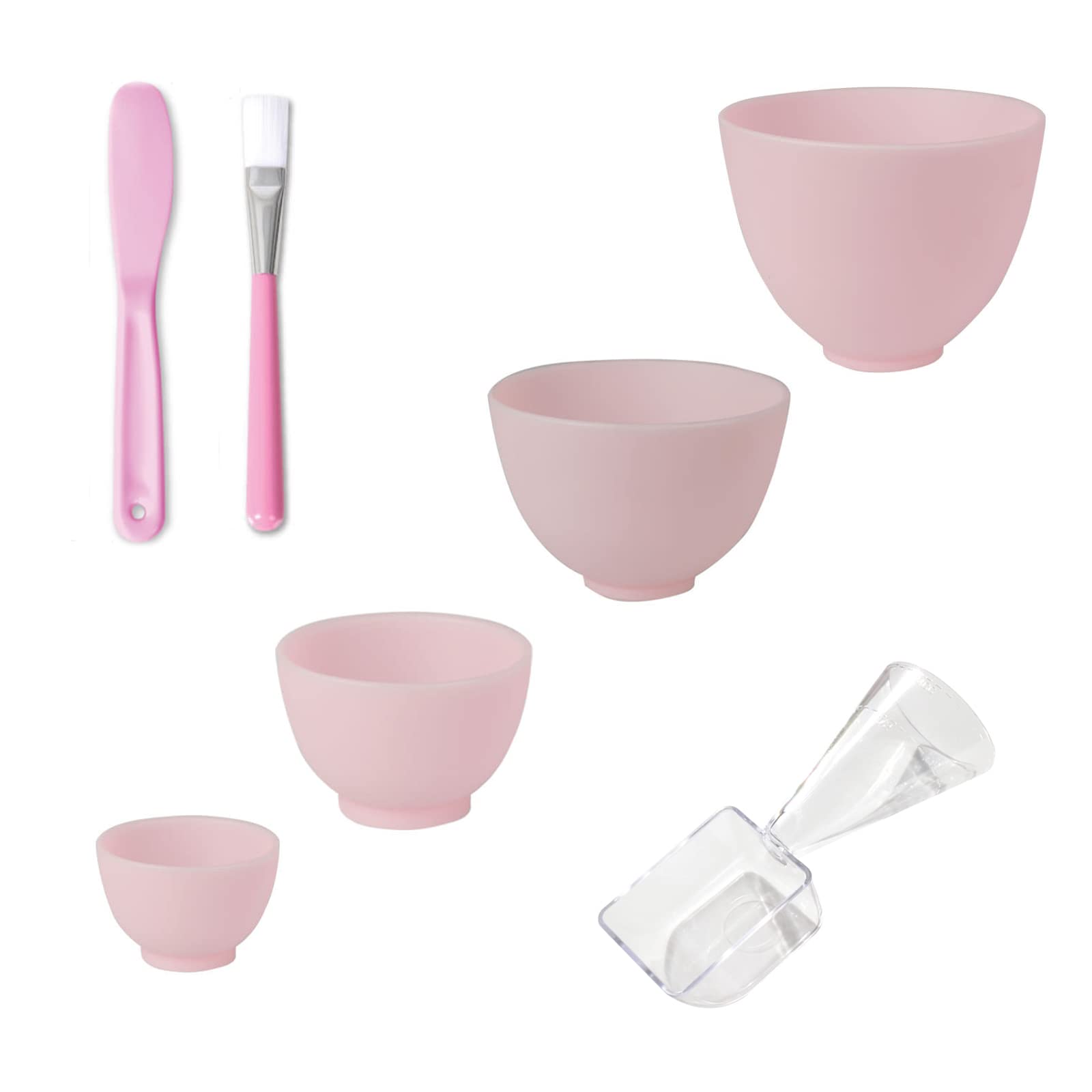 Silikon-Gesichtsmaske Rührschüssel Set, Rosa DIY Gesichtsmaske Pinsel Rührset mit Gesichtsmaske Schüssel Spachtel Messlöffel Elitzia ET1183 (7 In 1)