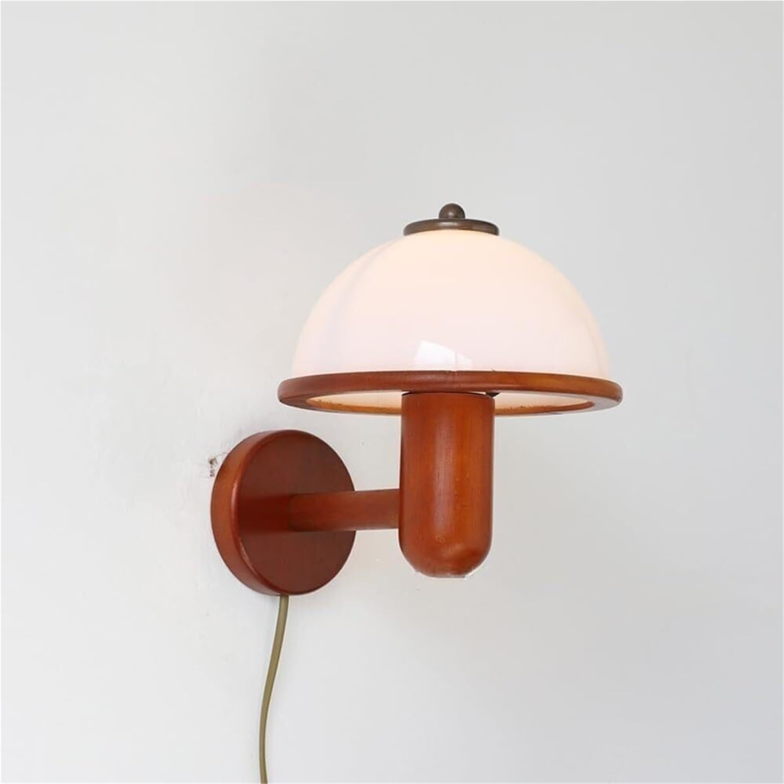 Rustykalna lampa ścienna z mlecznobiałego drewna, styl wiejski, styl vintage, przewodowa, do sypialni, salonu lub biura (z wnętrzem)