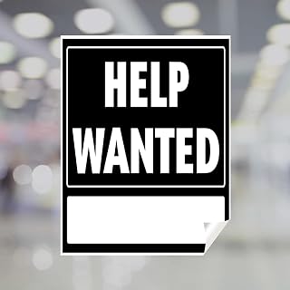 Help Wanted Window Cling, White Static Clings Vinyl, Job Opening Storefront Sign, Easy Peel & Stick Glass Door Decal, Hiring Sign for Retail, Restaurants, Offices (Black, 20x24 Inches)