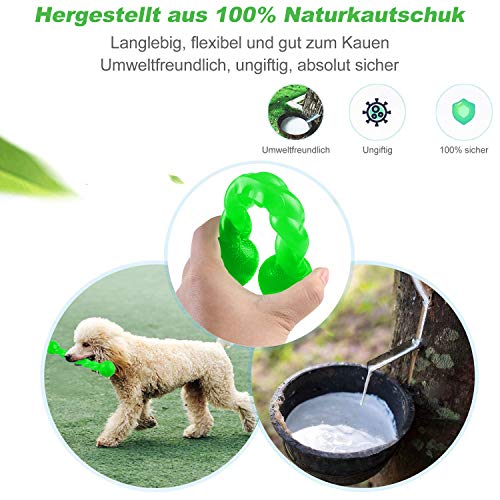 Qianyou Hundespielzeug für Zähne, Gummi Spirale Kauknochen Ungiftig Unzerstörbar Hundemolarenstab Welpen Intelligenzspielzeug Weich Beißwiderstand Hundezahnbürste Haustier Mundpflege, Groß/Grün