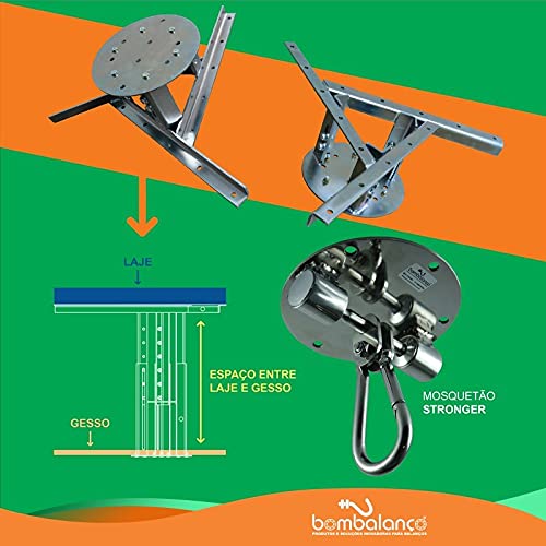 Mosquetão para cadeira de balanço suspensa Seguro & Silencioso - chapa redonda Acabamento:Zincado