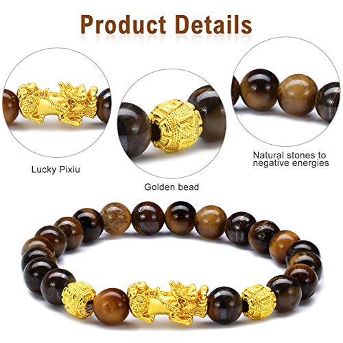 Hicarer 6 Pcs Feng Shui Bracelets Bulk for Men Women, Wealth and Luck Bracelet with Pixiu Chinese Dragon Charm for Protection Pi Yao Lucky Beaded Decorations Attract Wealth Money Jewelry Gifts3