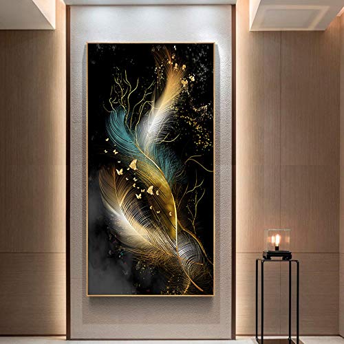 Peinture sur toile plumes noires pour briser la monotonie de vos murs