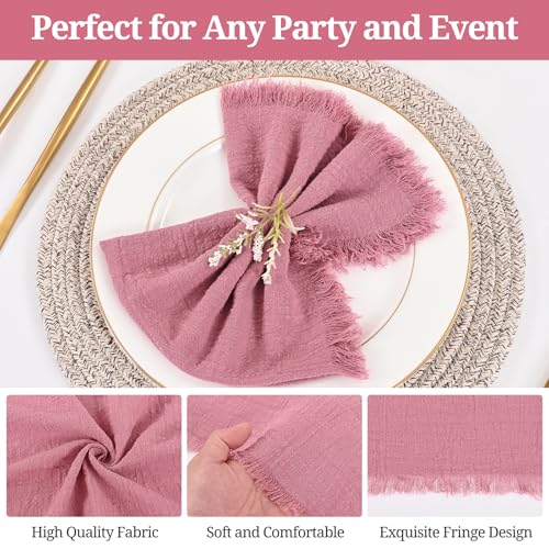 Servilletas de lino y algodón hechas a mano con flecos para mesa elegante 5