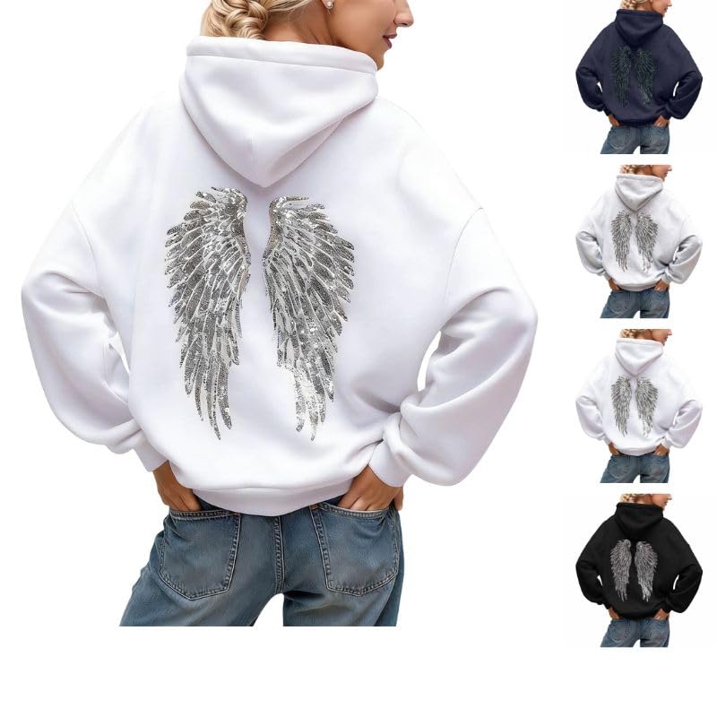 Sweat femme ailes en strass idéal pour vos sorties streetwear d'hiver