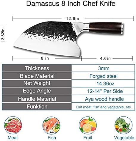 Meat Cleaver,Cleaver Knife Professional 8 inch Kitchen Knife Chef Knives For Meat Cleaver Vegetable Slicer Stainless Steel kitchen cleaver, White, LAMAJIGA5844