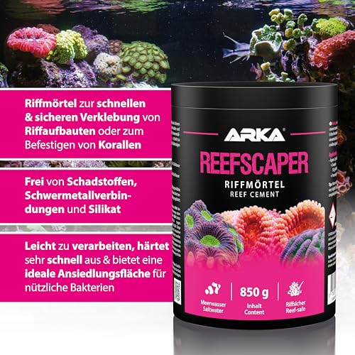 Korallenkleber Mörtel 1000 g – für Riffgestein, Keramik, Korallen & Ableger im Meerwasseraquarium – schnell abbindend, sicher, silikatfrei und einfach zu verarbeiten – ARKA Reefscaper