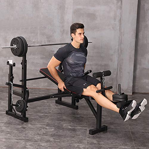 Olympic Weight Benches, Adjustable Weight Bench Set with Squat Rack Multifunctional Weight-Lifting Bed Weight-Lifting Machine Fitness Equipment for Full-Body Workout Incline Bench Home Gym