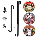 COOLBOTANG クリスマスリースフック ドアリースフック 伸縮 リース用 ドアフック お正月 飾り 花輪ハンガー クリスマスリースドア吊り 調整可能 ドア掛け ドアハンガー 取り付け簡単 金属フック 玄関 ドア 小物 飾り かわいいクリスマスオーナメント付き