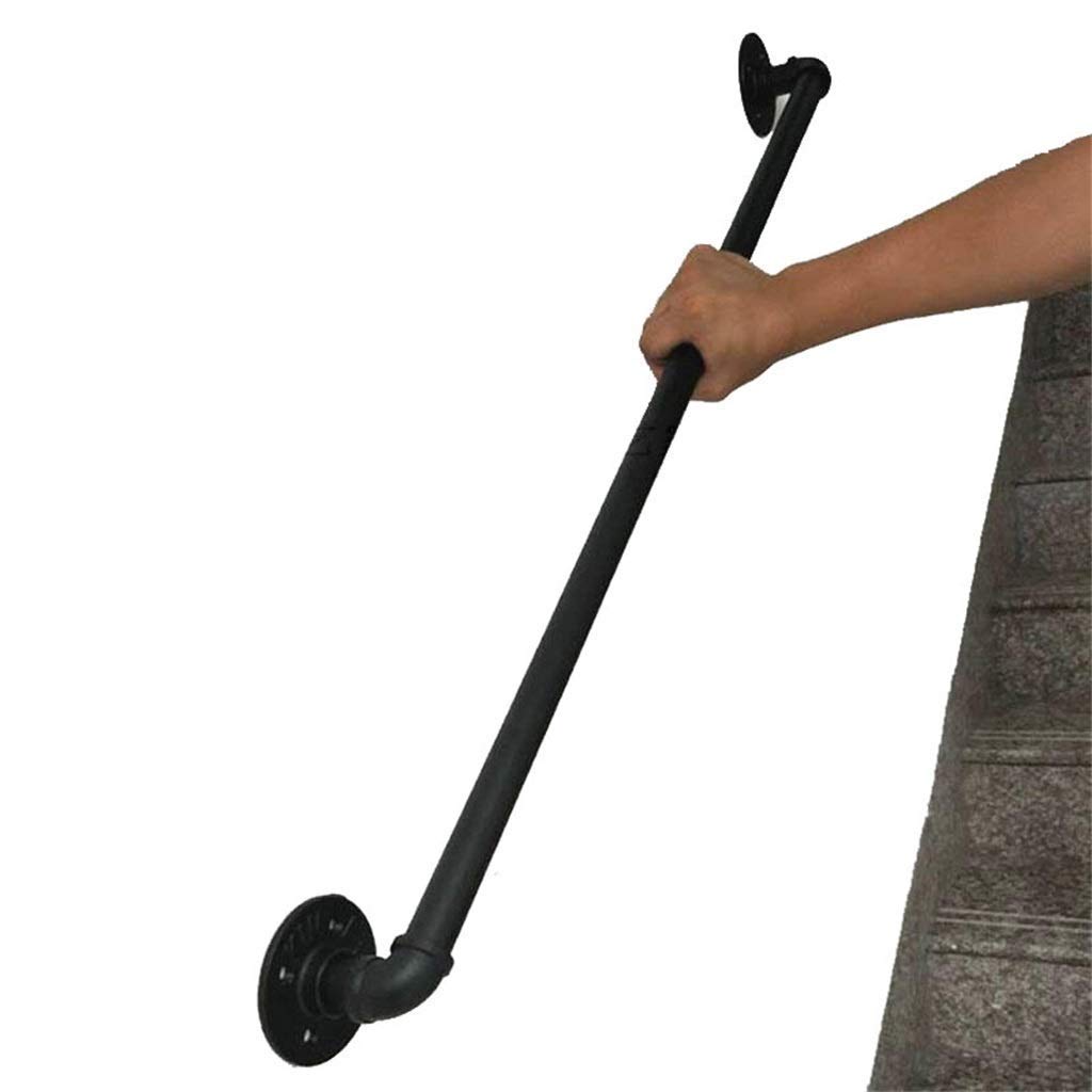 LWJSOCP Professional Industrial Handrail for Indoor and Outdoor Stairs Black Banisters for Staircase Balustrade Decking and Railing Wall Bracket Included